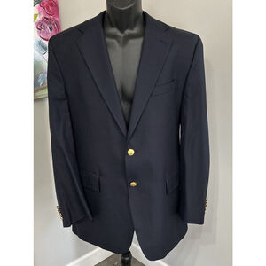 Chaps Ralph Lauren 44T Black Two Gold Toned Button Vented Jacket